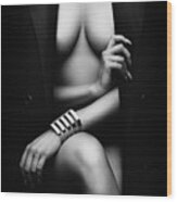 Nude Woman With Jacket 1 Wood Print