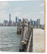 Ny City - Manhattan Wooden Jetty Wood Print