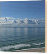 Ocean And Sky Blue And White Wood Print