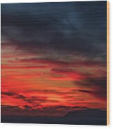 Ocean Fiery Sunset Over Catalina Island In California Wood Print