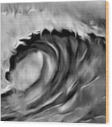 Ocean Wave Abstract - B/w Wood Print