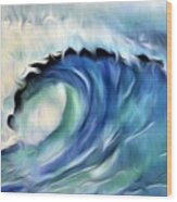 Ocean Wave Abstract - Blue Wood Print
