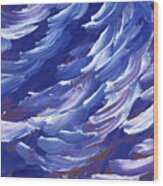 Ocean Wave Splash On The Shore Coastal Breeze Blues Wood Print