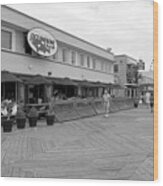 Oceanfront Bar And Grill Myrtle Beach Sc Bw Wood Print