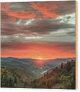 Oconaluftee Valley Sunrise I Wood Print