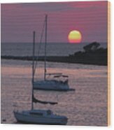 Ocracoke Harbor At Sunset Wood Print
