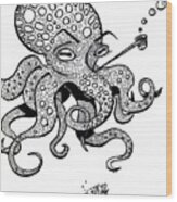 Octopus Sketch Wood Print