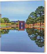 Oklahoma City National Memorial Reflecting Pool At Dawn Wood Print