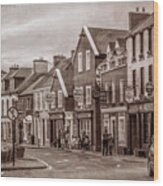 Old Irish Downtown The Dingle Peninsula In Vintage Sepia Wood Print