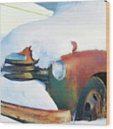 Old Rusty Chevrolet Truck Covered By Snow In Montana #2 Wood Print