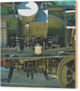 Railroad Machinery - Old Shay Steam Locomotive Piston And Wheel Wood Print