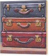 Old Suitcases Wood Print