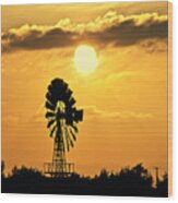 Old Windmill At Sunset Wood Print