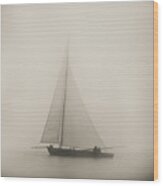 Old Wooden Sailboat On Open Water Wood Print