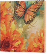 Orange Butterfly Bliss Wood Print