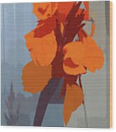 Orange Cana Flower Botanical Abstract Wood Print