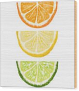 Orange Lemon Lime- Art By Linda Woods Wood Print