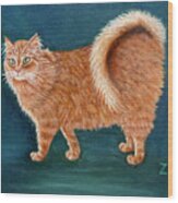 Orange Ringtail Cat Wood Print