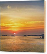 Orange Sky In Ixtapa, Mexico Wood Print