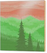 Orange Sky Mountain Wood Print
