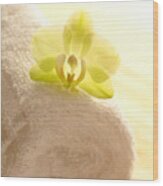Orchid On Towel Wood Print