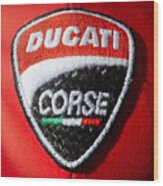 Original Ducati Logo Hood Emblem Wood Print