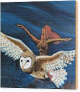 Owl Flight Wood Print