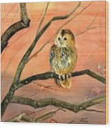 Owl Watercolor Art Wood Print