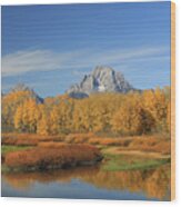 Oxbow Bend Fall Colors Wood Print