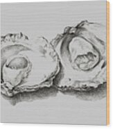 Oysters White Wood Print