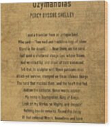 Ozymandias By Percy Bysshe Shelley Poem Iconic Poetry On Worn Distressed Canvas Wood Print