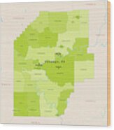 Pa Venango County Vector Map Green Wood Print
