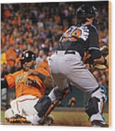 Pablo Sandoval And Jarrod Saltalamacchia Wood Print