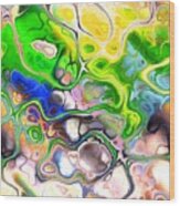 Paijo - Funky Artistic Colorful Abstract Marble Fluid Digital Art Wood Print