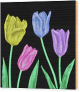 Painted Tulips Wood Print