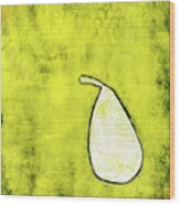 Pale Pear On Green Monoprint Wood Print