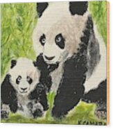 Pandas Wood Print