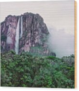 Panorama Angel Falls Canaima Np Venezuela Wood Print