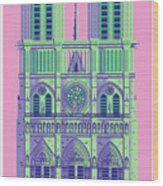 Paris Poster Notre Dame Cathedral - Retro Travel Poster Wood Print