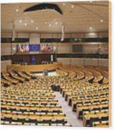 Parliamentary Hemicycle At The European Union In Brussels Wood Print