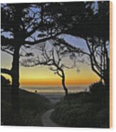 Peace Ocean Colorful End Of The Day Wood Print