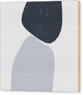 Pebble Stories 3 - Minimal Abstract Painting - Contemporary - Modern Art - Navy, Grey Wood Print