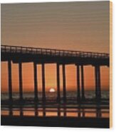 Peeking Pier Sunset - Horizontal Wood Print