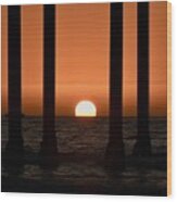 Peeking Pier Sunset - Vertical Wood Print