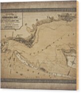 Pensacola Bay Florida Vintage Map 1860 Sepia Wood Print