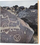 Petroglyph Monument Animal Wood Print