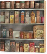 Pharmacy - Many Coughing Cures Wood Print