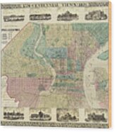 Philadelphia Map 1876 Centennial Wood Print