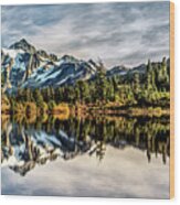 Picture Lake Summer Wood Print