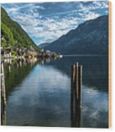 Picturesque Lakeside Town Hallstatt At Lake Hallstaetter See In Austria Wood Print